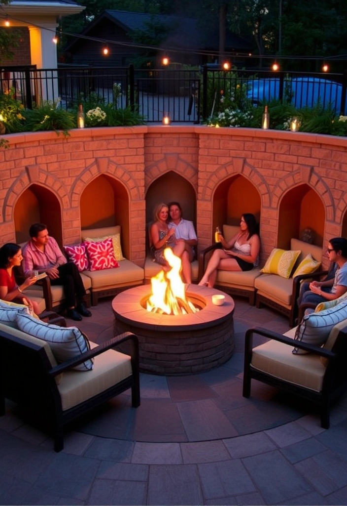 22 Deck and Patio Fire Pit Ideas That Will Ignite Your Outdoor Evenings! - 17. Fire Pit with Seating Nooks