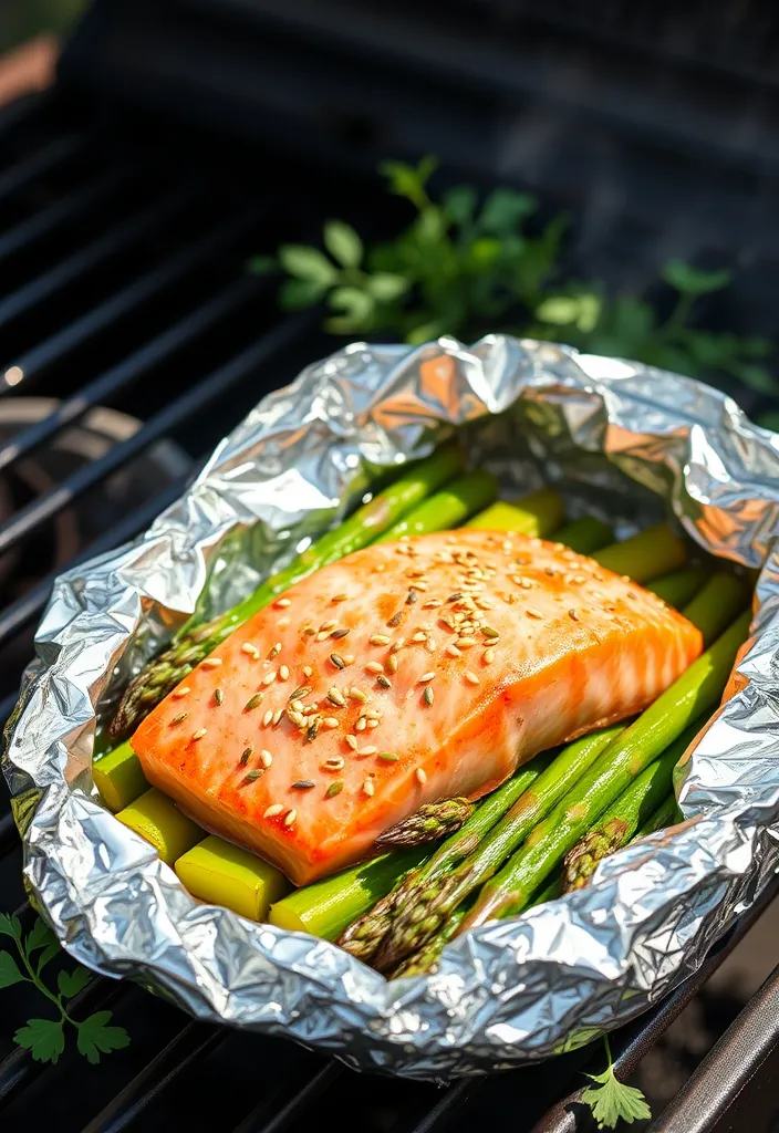 20 Foil Packet Meals You’ll Wish You Discovered Sooner (Perfect for Grilling!) - 5. Teriyaki Salmon and Asparagus