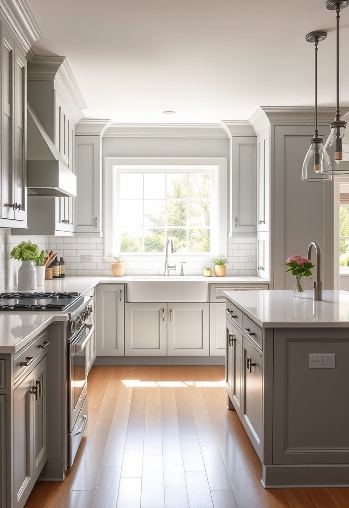 21 Stunning Grey and White Kitchen Ideas That Will Transform Your Space! - 16. Timeless Shaker Style