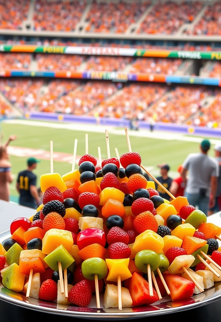 24 Easy Pleasy Snacks for Game Day Parties (You Won't Believe #11!) - 8. Fruit Skewers