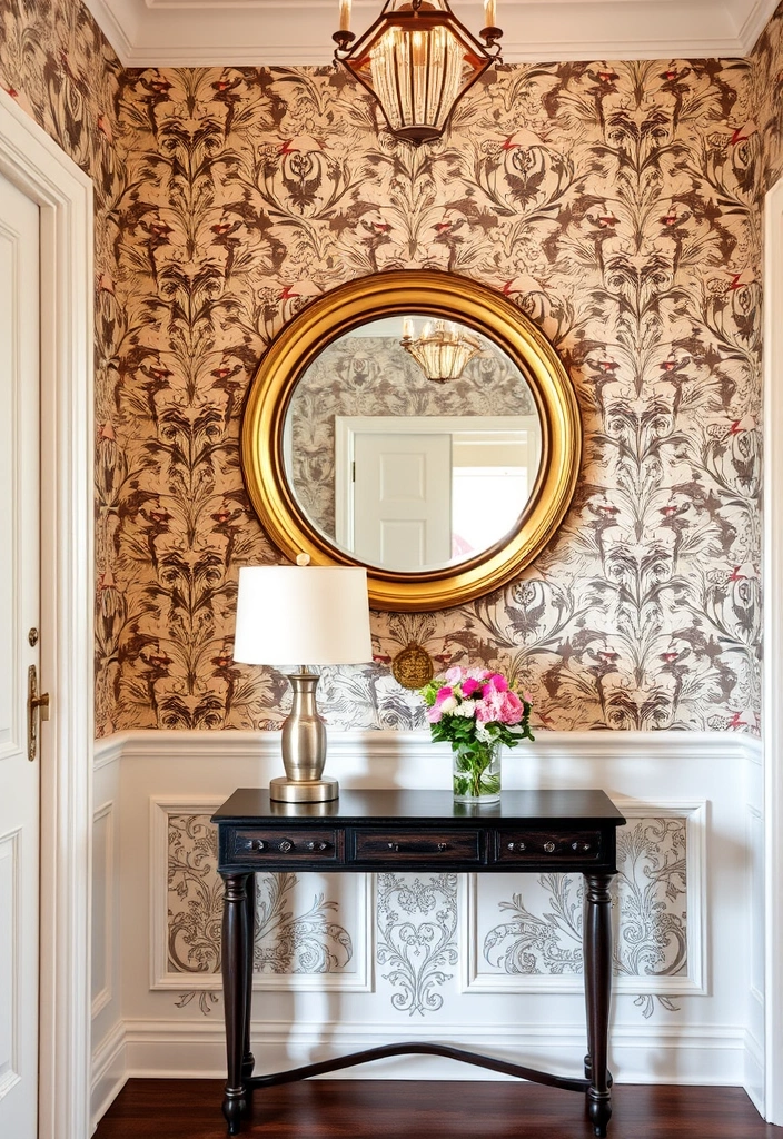 28 Foyer Accent Wall Ideas That Will Transform Your Entryway (You Won't Believe #15!) - 3. Elegant Wallpaper