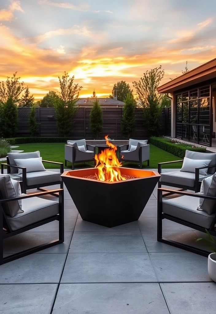 22 Deck and Patio Fire Pit Ideas That Will Ignite Your Outdoor Evenings! - 2. Modern Steel Fire Pit