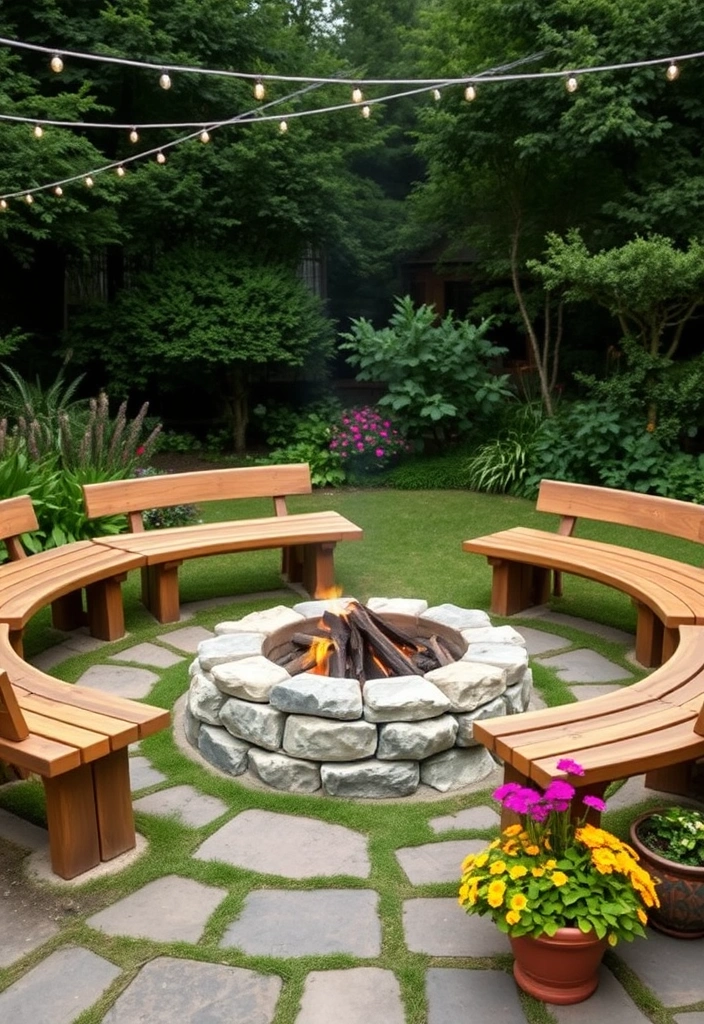 22 Deck and Patio Fire Pit Ideas That Will Ignite Your Outdoor Evenings! - 1. Circular Stone Fire Pit