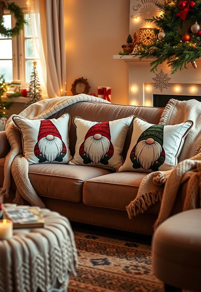 23 DIY Christmas Gnomes That’ll Make Your Holidays Extra Magical! (You Won't Believe #12!) - 13. Gnome-Themed Pillow Covers