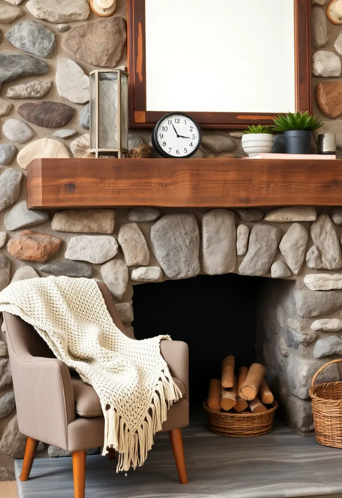 26 Farmhouse Fireplace Ideas That'll Make Your Home Feel Like a Cozy Retreat! - 1. Rustic Stone Fireplace