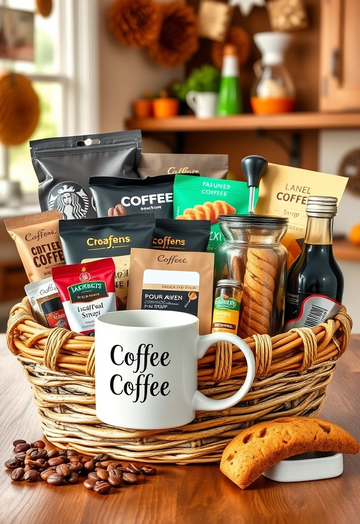 20 Homemade Gift Baskets That Will Leave Your Friends Speechless! - 3. Coffee Lover's Dream Basket