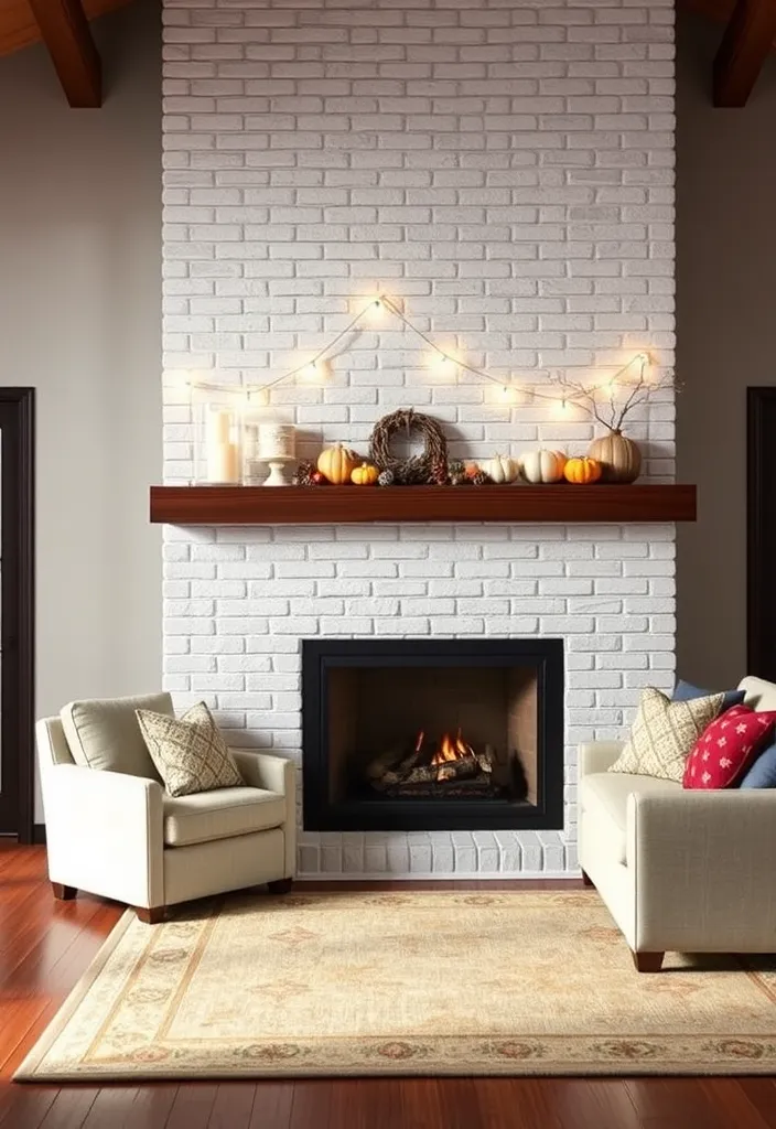 26 Farmhouse Fireplace Ideas That'll Make Your Home Feel Like a Cozy Retreat! - 2. Whitewashed Brick Fireplace