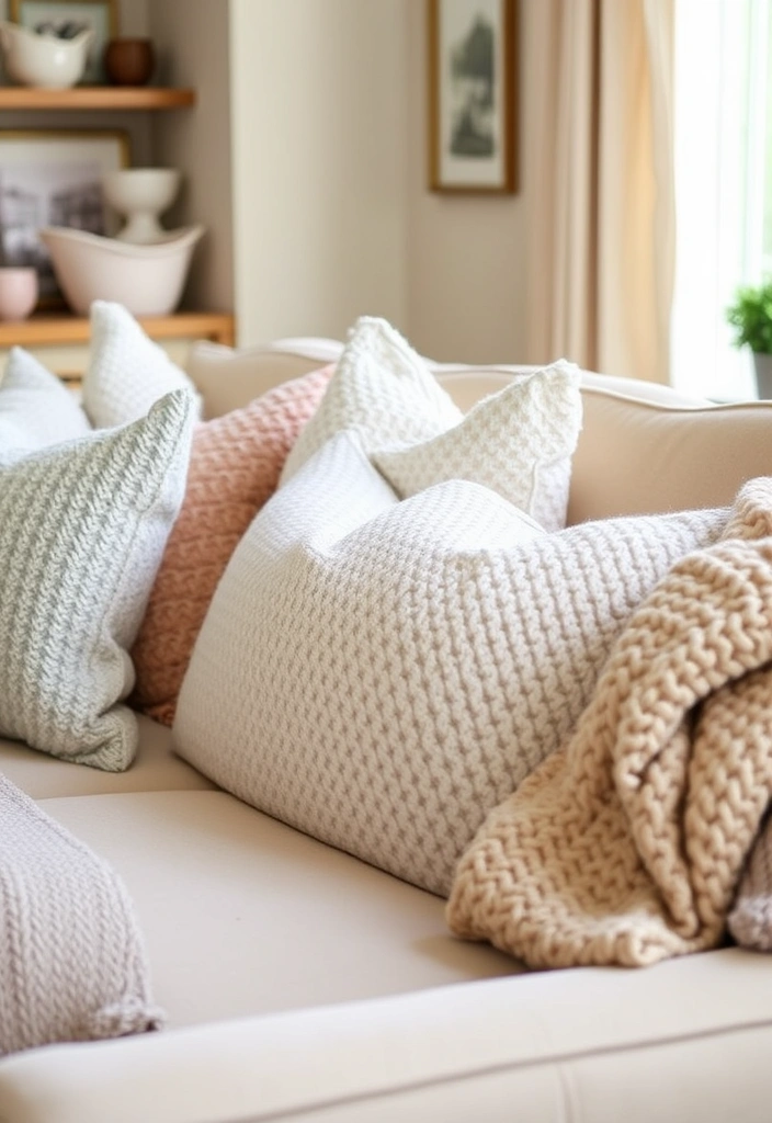 29 Timeless Neutral Home Decor Ideas That Will Elevate Your Space! - 12. Textured Throw Pillows