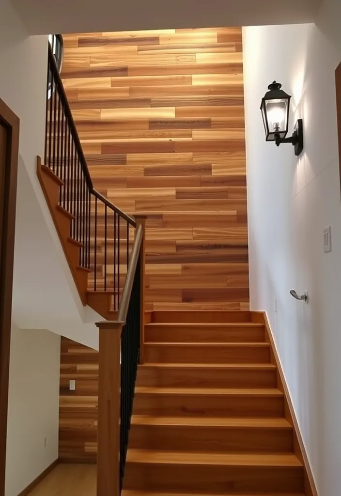 29 Stairway Accent Wall Ideas That'll Make You Say 'WOW!' (You Won't Believe #12!) - 2. Rustic Wood Paneling