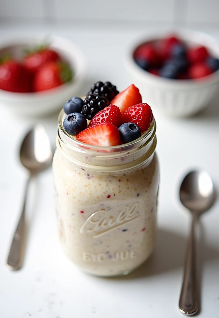 23 Mason Jar Meal Prep Ideas That’ll Simplify Your Week and Wow Your Taste Buds! - 2. Overnight Oats with Berries