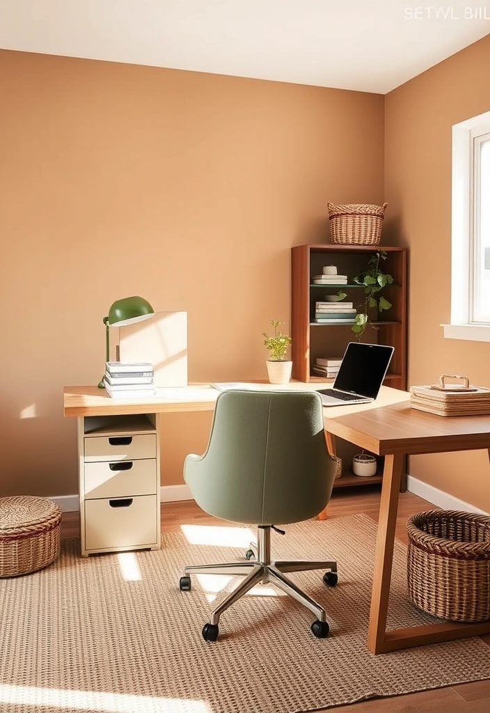 26 Stunning Moody Home Office Inspirations That Will Transform Your Workspace! - 7. Earthy Tones