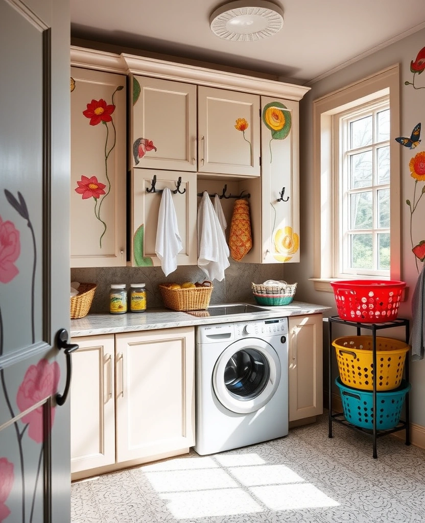 20 Laundry Room Cabinet Ideas That'll Make You Want to Do Laundry! - 18. Artistic Touches