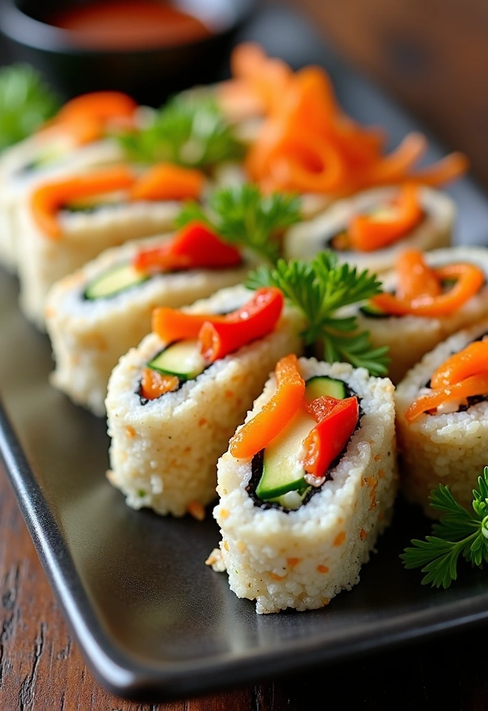 24 Easy Cooked Sushi Recipes You Can Make at Home (Even If You’re a Beginner!) - 9. Cooked Veggie Sushi Rolls