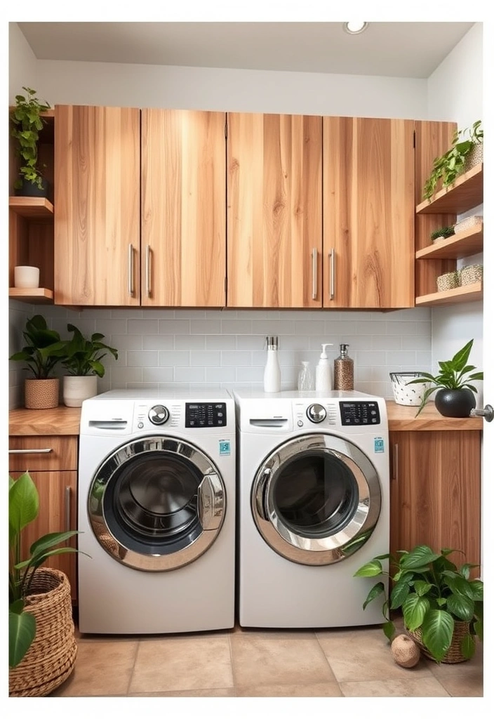 20 Laundry Room Cabinet Ideas That'll Make You Want to Do Laundry! - 13. Eco-Friendly Cabinets