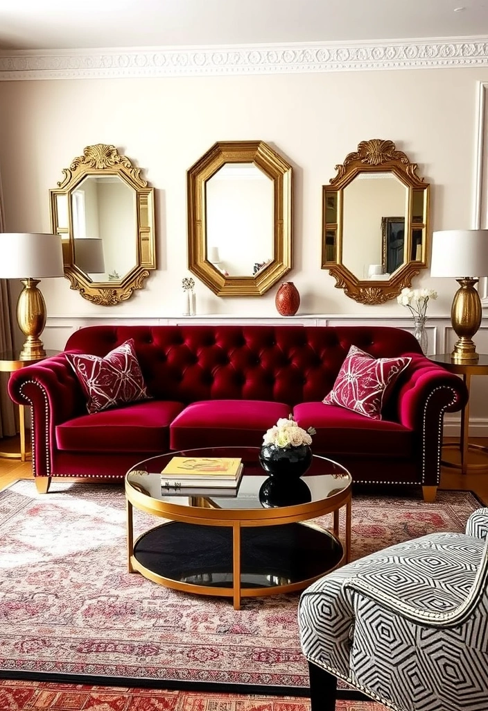 24 Burgundy Living Room Inspirations That Will Spark Your Creativity! - 10. Art Deco Burgundy