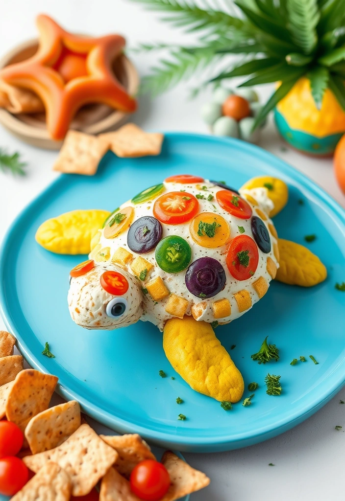 25 Irresistibly Shaped Cheese Balls Ideas That Will Wow Your Guests! - 7. Savory Sea Turtle Cheese Ball