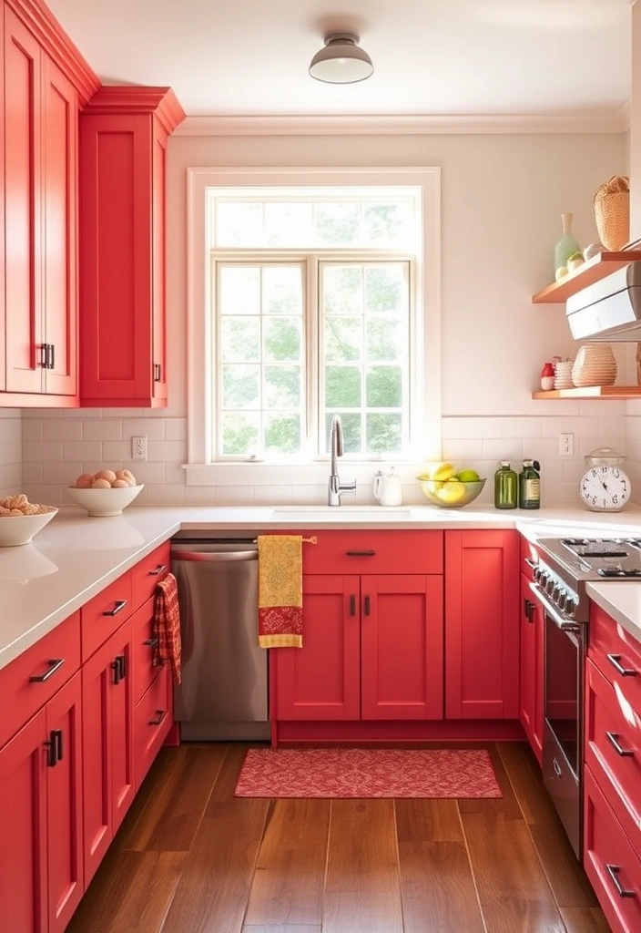 25 Painted Kitchen Cabinet Color Ideas That Will Transform Your Space! - 6. Playful Coral