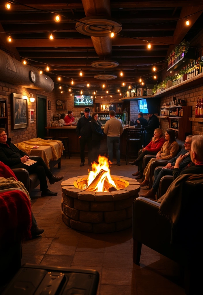 24 Basement Bar Ideas That'll Make You Want to Host Every Weekend! - 7. Cozy Fire Pit Bar