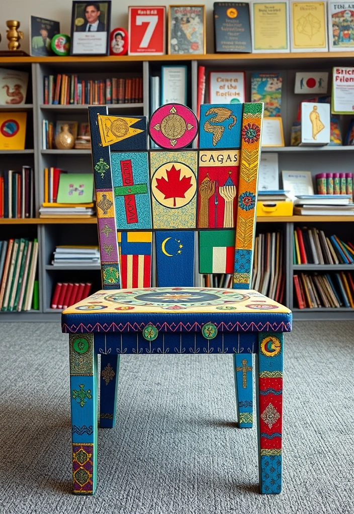 27 Yard Painted DIY Teacher Reading Chairs That Will Transform Any Classroom! - 12. Cultural Heritage Chairs