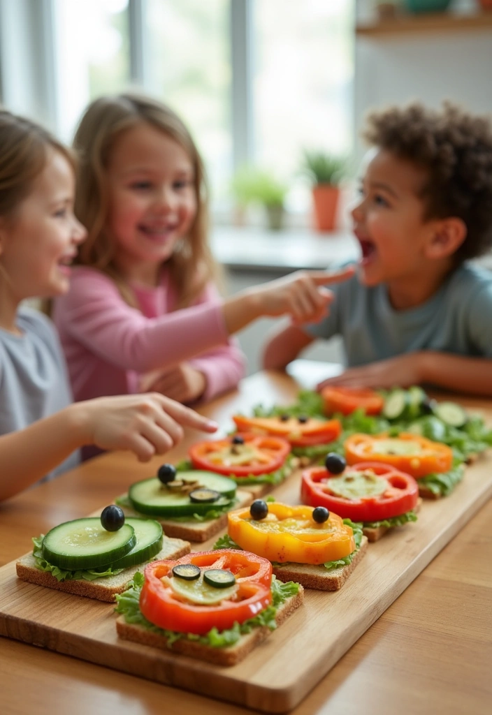 25 Easy Cooking Recipes That Kids Can Make (Fun for the Whole Family!) - 5. Veggie Face Sandwiches