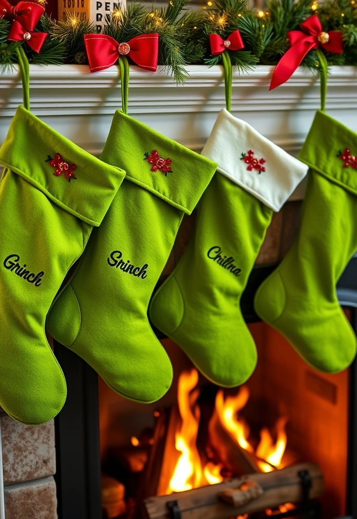 23 DIY Grinch Decorations That'll Make Your Holiday Season Merry and Bright! - 4. Grinch Stockings