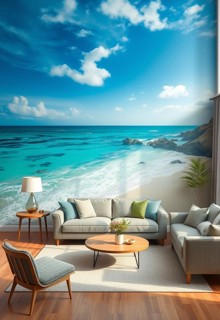 23 Blue and Green Living Room Ideas That'll Transform Your Space into a Coastal Paradise! - 9. Artistic Murals