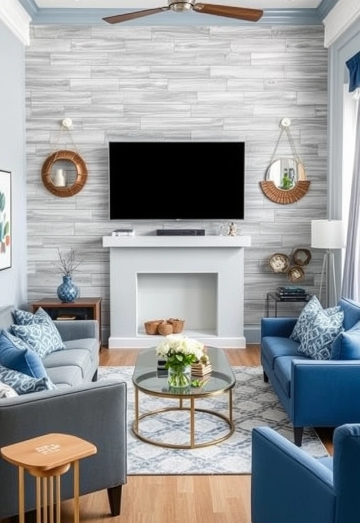 24 Blue and Gray Living Room Ideas That'll Transform Your Space (You Won't Believe #12!) - 17. Wall Treatments