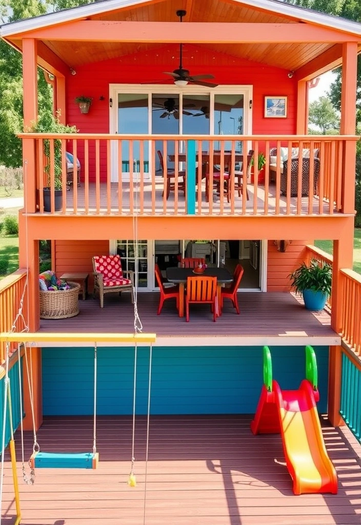 20 Two-Level Deck Ideas That Will Transform Your Backyard Into a Dream Retreat! - 6. Family Fun Zone