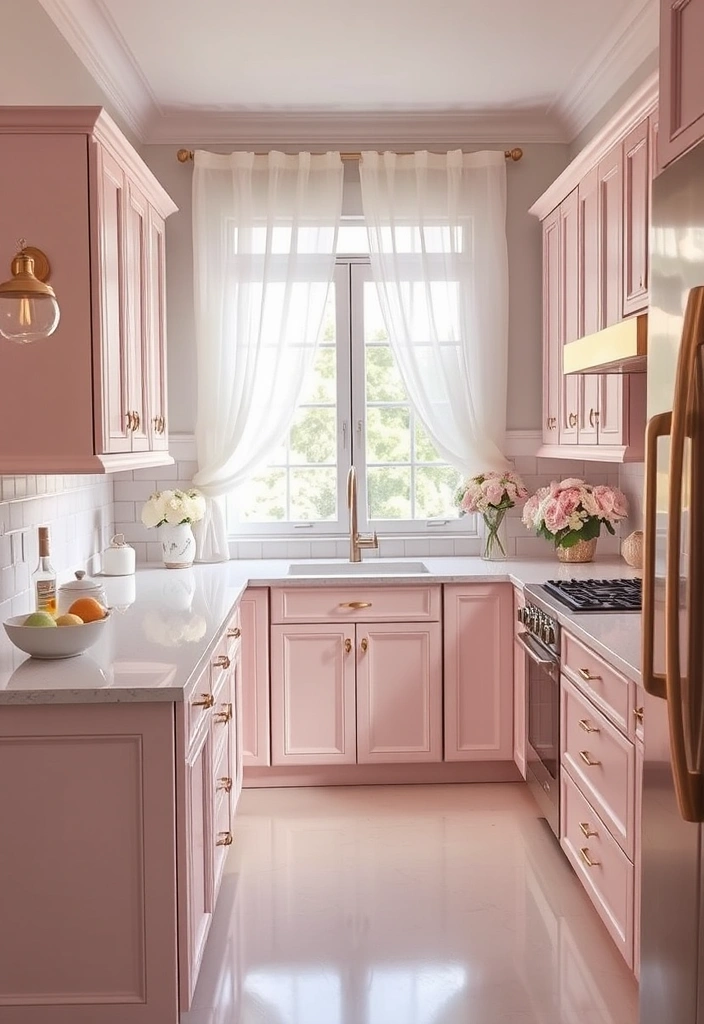 25 Painted Kitchen Cabinet Color Ideas That Will Transform Your Space! - 11. Chic Blush Pink