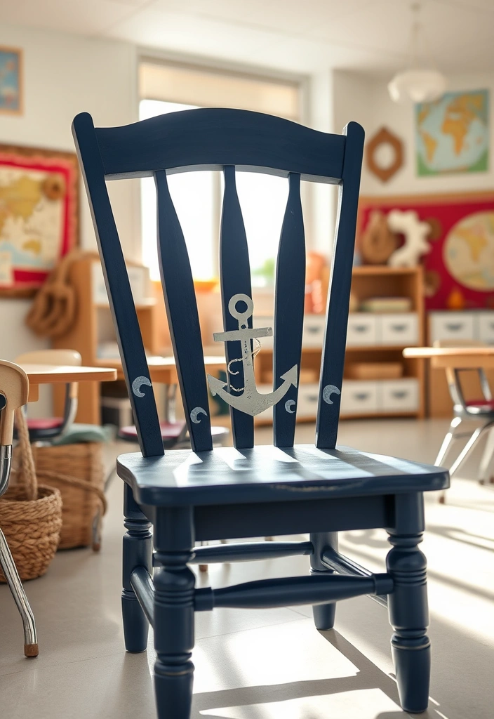 27 Yard Painted DIY Teacher Reading Chairs That Will Transform Any Classroom! - 5. Nautical Theme Reading Chairs