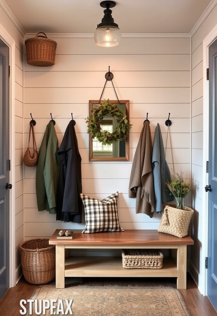 28 Stunning Farmhouse Shiplap Wall Ideas That Will Transform Your Space! - 8. Rustic Entryway with Shiplap