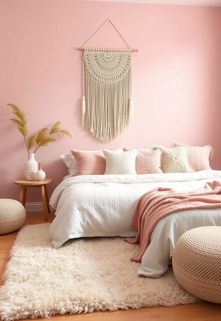 21 Blush Pink Bedroom Ideas That Will Make You Swoon! - 11. Textured Blush Decor