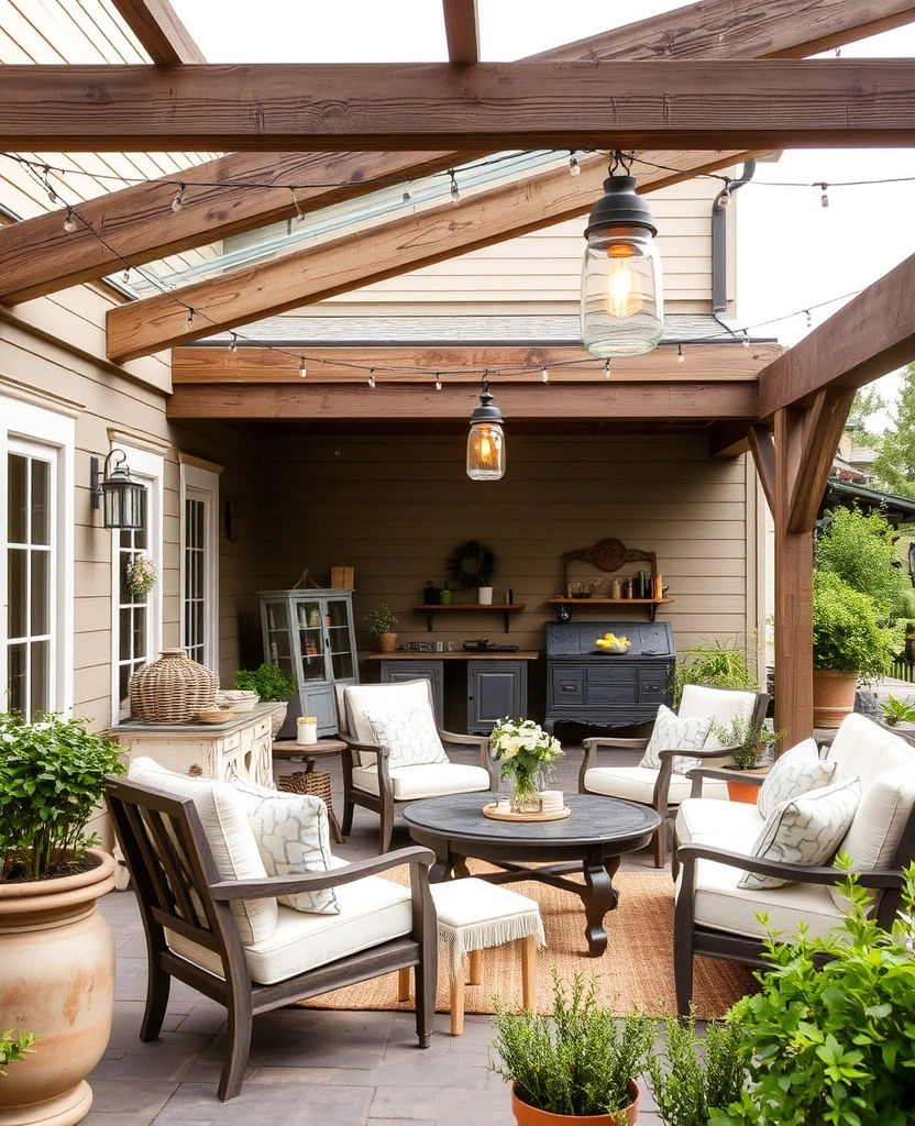 22 Covered Outdoor Patio Ideas That Will Make You Want to Live Outside! - 18. Farmhouse Charm