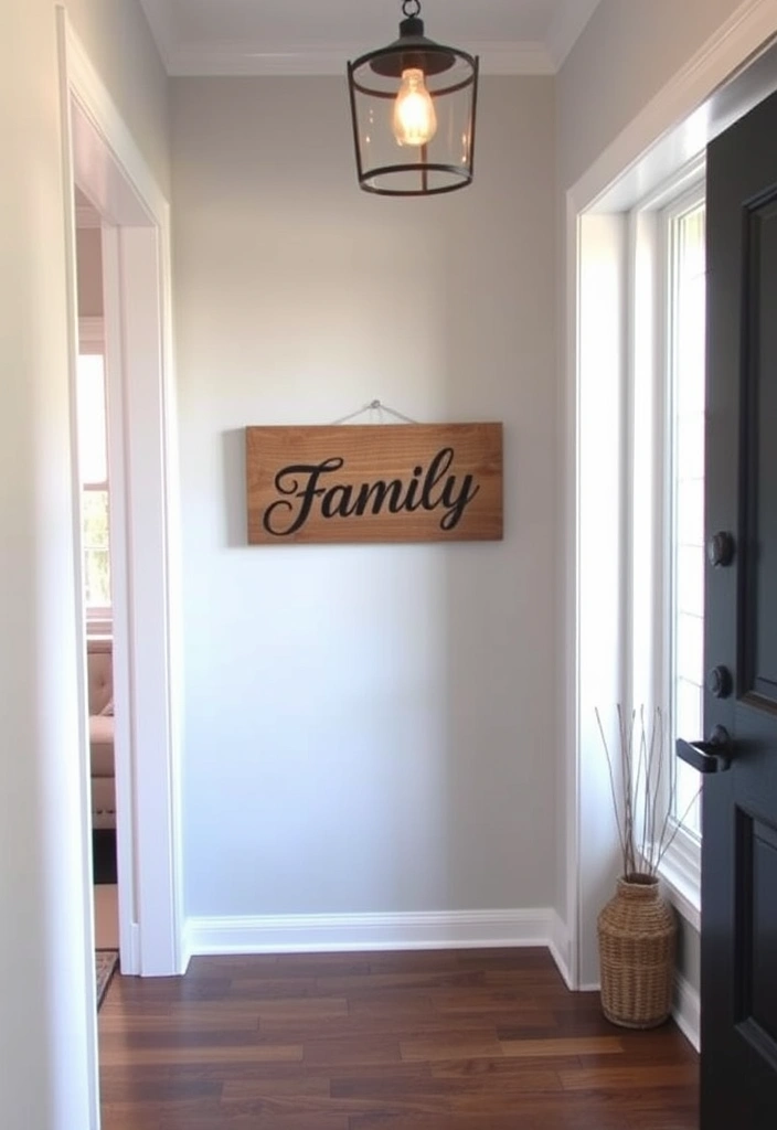 21 Small Foyer Ideas That Will Make Your Apartment Entryway Shine! - 16. Welcoming Signage