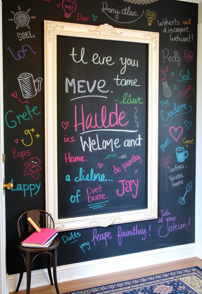 20 DIY Entryway Decor Ideas That Will Wow Your Guests! - 9. DIY Chalkboard Wall