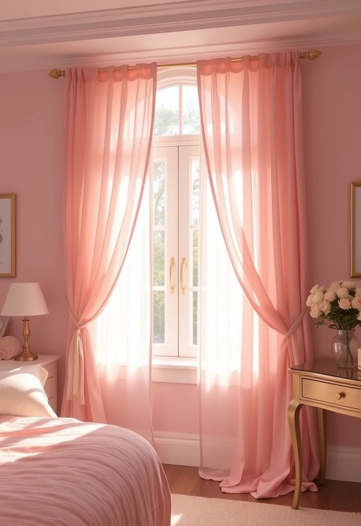 21 Blush Pink Bedroom Ideas That Will Make You Swoon! - 19. Blush Pink Window Treatments