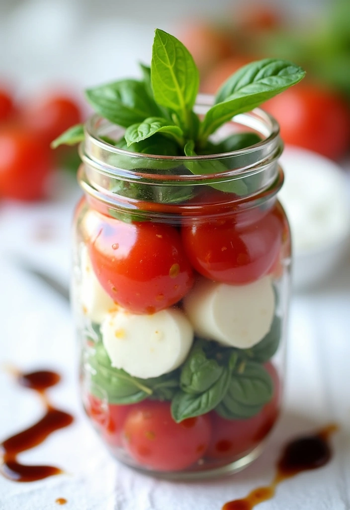 23 Mason Jar Meal Prep Ideas That’ll Simplify Your Week and Wow Your Taste Buds! - 6. Caprese Salad with Pesto