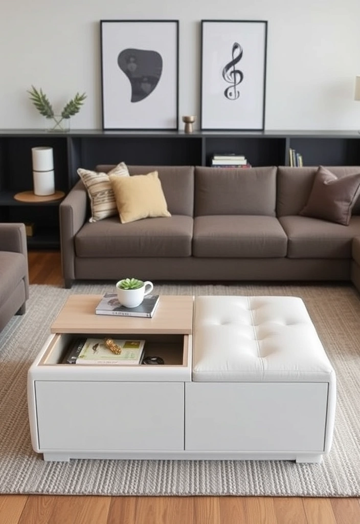 23 Earthy Modern Living Room Ideas That'll Make You Feel Right at Home! - 13. Functional Furniture