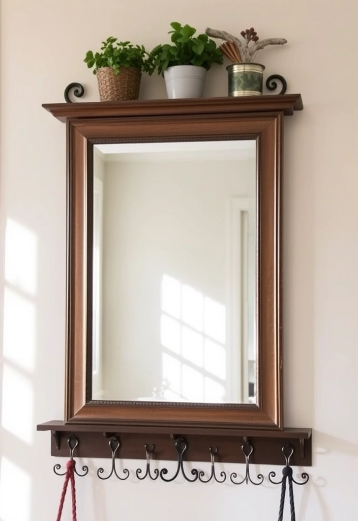 20 DIY Entryway Decor Ideas That Will Wow Your Guests! - 8. Entryway Mirror with Hooks