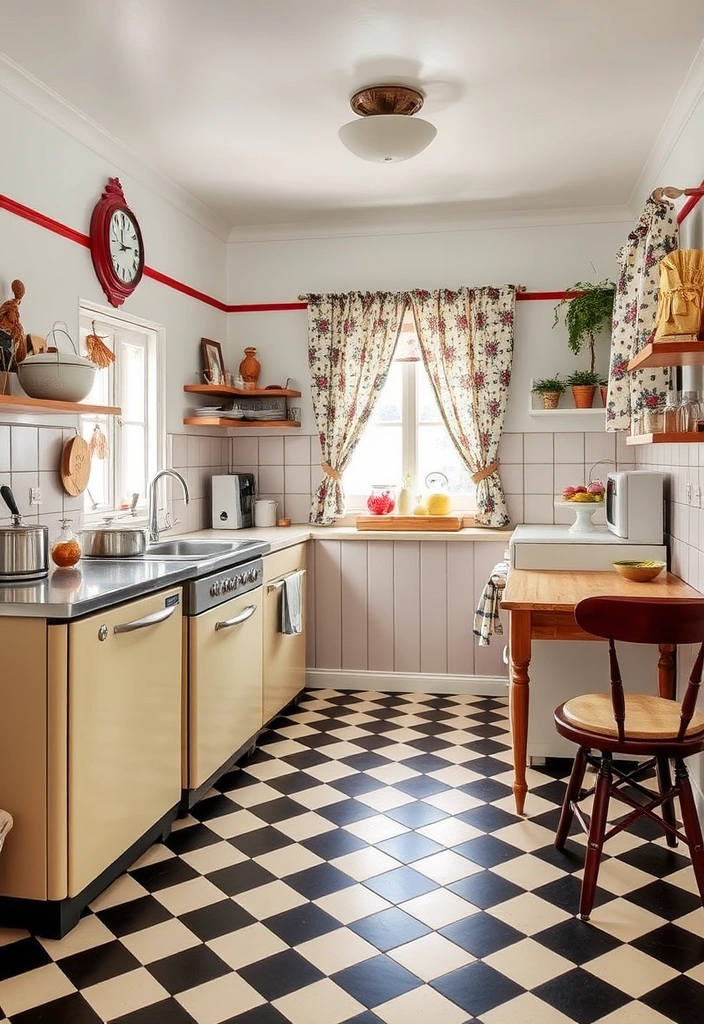 23 Black and White Kitchen Ideas That'll Make You Fall in Love with Cooking Again! - 10. Vintage Revival