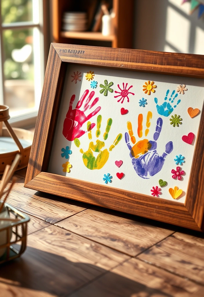 24 Easy Fathers Day Crafts for Kids That'll Make Him Smile! - 1. Handprint Keepsake Frame