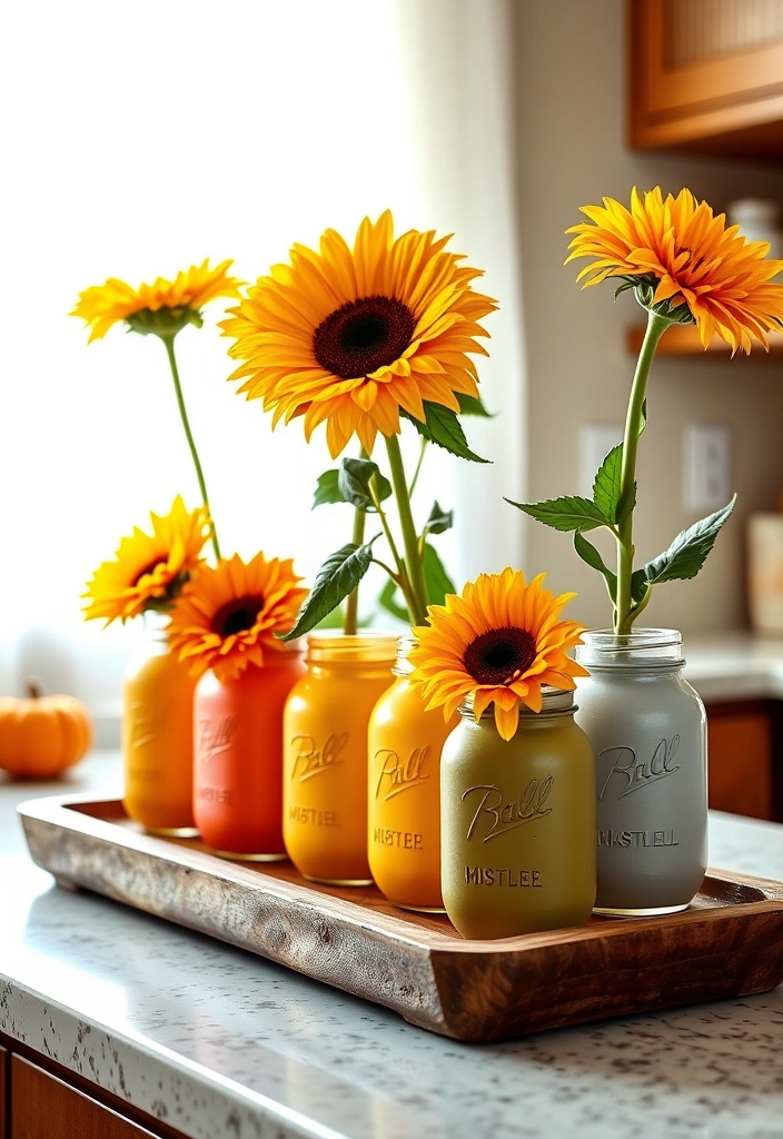 29 Fall Budget Decorating Ideas You Can’t Afford to Miss (Especially #16!) - 6. Painted Mason Jar Vases