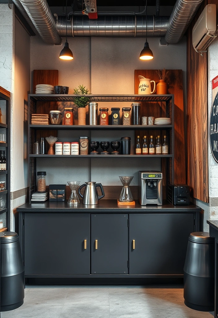 23 DIY Coffee Station Ideas That'll Transform Your Mornings! - 8. Chic Industrial Setup