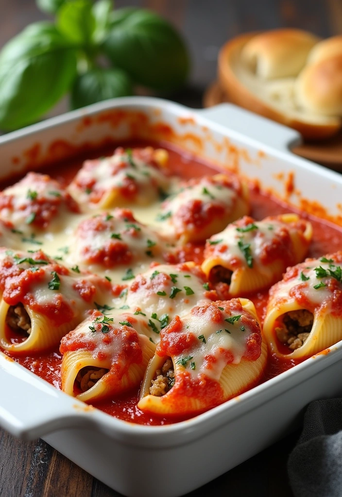 26 Mouthwatering Dinner Ideas with Hamburger Meat That You’ll Crave Tonight! - 21. Hamburger and Spinach Stuffed Shells