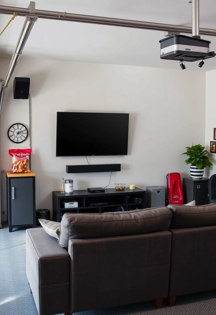 27 Budget Garage Man Cave Ideas That Will Transform Your Space on a Dime! - 17. Wall-mounted TV Setup