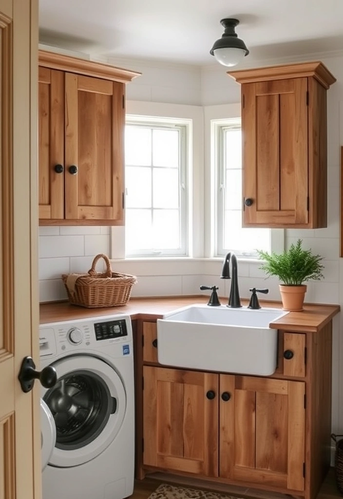 20 Laundry Room Cabinet Ideas That'll Make You Want to Do Laundry! - 2. Rustic Farmhouse Style