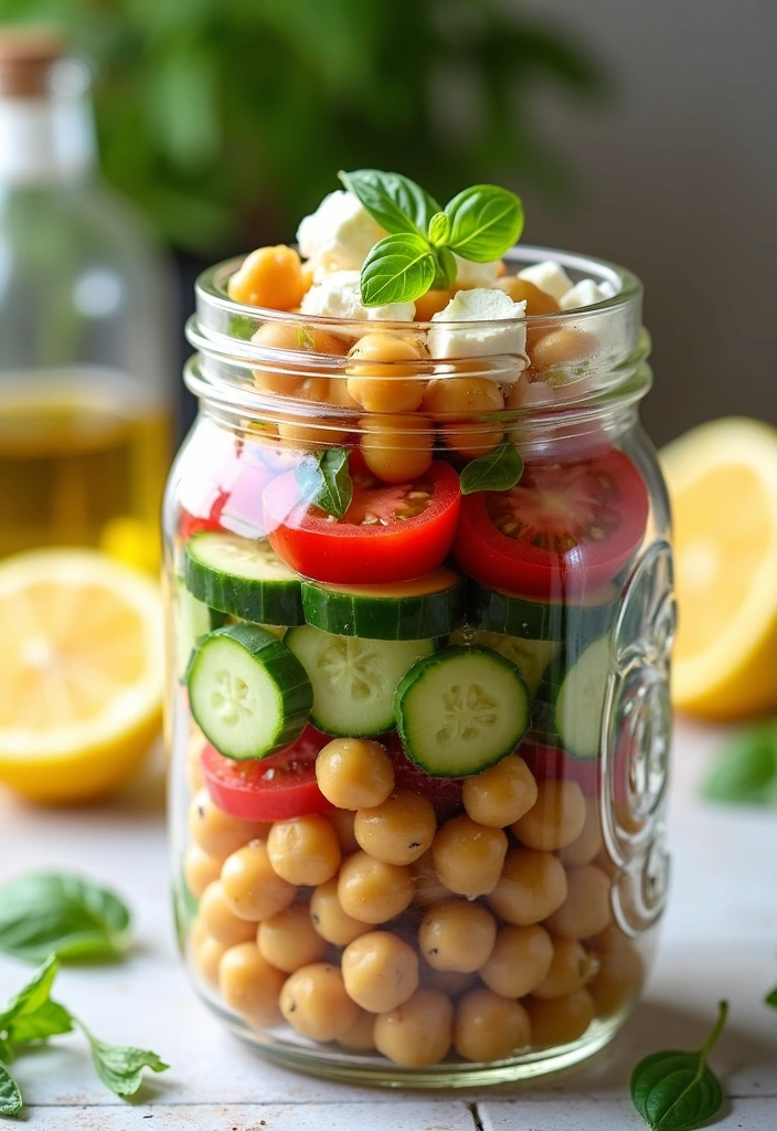 23 Mason Jar Meal Prep Ideas That’ll Simplify Your Week and Wow Your Taste Buds! - 3. Mediterranean Chickpea Salad