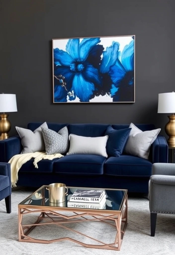 24 Blue and Gray Living Room Ideas That'll Transform Your Space (You Won't Believe #12!) - 5. Bold and Beautiful