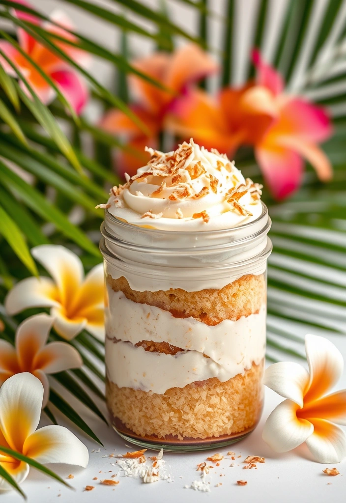 20 Easy Mason Jar Cupcake Ideas That'll Impress Your Guests (You Won't Believe #7!) - 9. Tropical Coconut Paradise