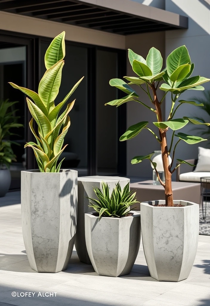 21 Stunning Outdoor Potted Plants Ideas That Will Transform Your Space! - 6. Modern Concrete Planters